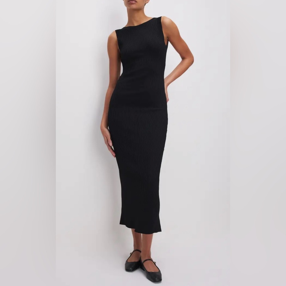 NWT Good American Black Scoop Back Dress
